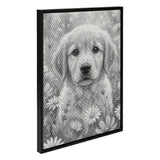 Puppy with Flowers Dot Painting