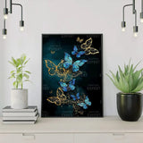 Diamond Painting - Borboletas Azuis e Douradas
