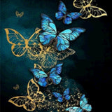 Diamond Painting - Borboletas Azuis e Douradas