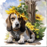 Diamond Painting - Dog with Sunflower