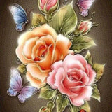 Diamond Painting - Rosa com Borboletas