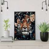 Diamond Painting - Tiger med Blomster
