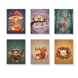 Moonlit Forest Friends - Mini Painting by numbers Set of 6