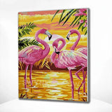 Painting by numbers Flamingos with Sunset