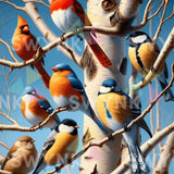 Painting by numbers Birds in a Tree Full of Life