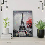 Maling efter tal Sort og Hvid Paris med Blomster