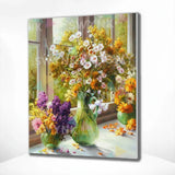 Maling efter tal Blomster ved vinduet