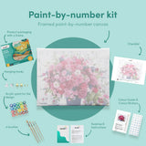 Painting by numbers Pink Flowers with Coffee Cups