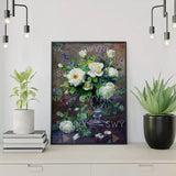 Maling efter tal Lilla og Hvide Blomster