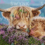 Malen nach Zahlen Schottischer Highlander mit Blumen