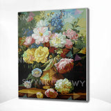 Maling efter tal Vase med farvede blomster