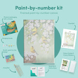 Painting by numbers Yellow Birds with White Flowers