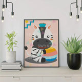 Måla efter nummer Zebra med hatt