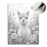 Alpaca with Flowers Dot Painting