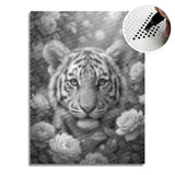 Tiger with Flowers Dot Painting