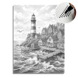 Village at the Lighthouse Dot Painting