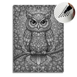 Owl on Branch Dot Painting