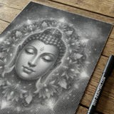 Buddha with Flowers Dot Painting