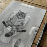 Cat on The Toilet Dot Painting