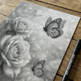 Butterfly with Roses Dot Painting